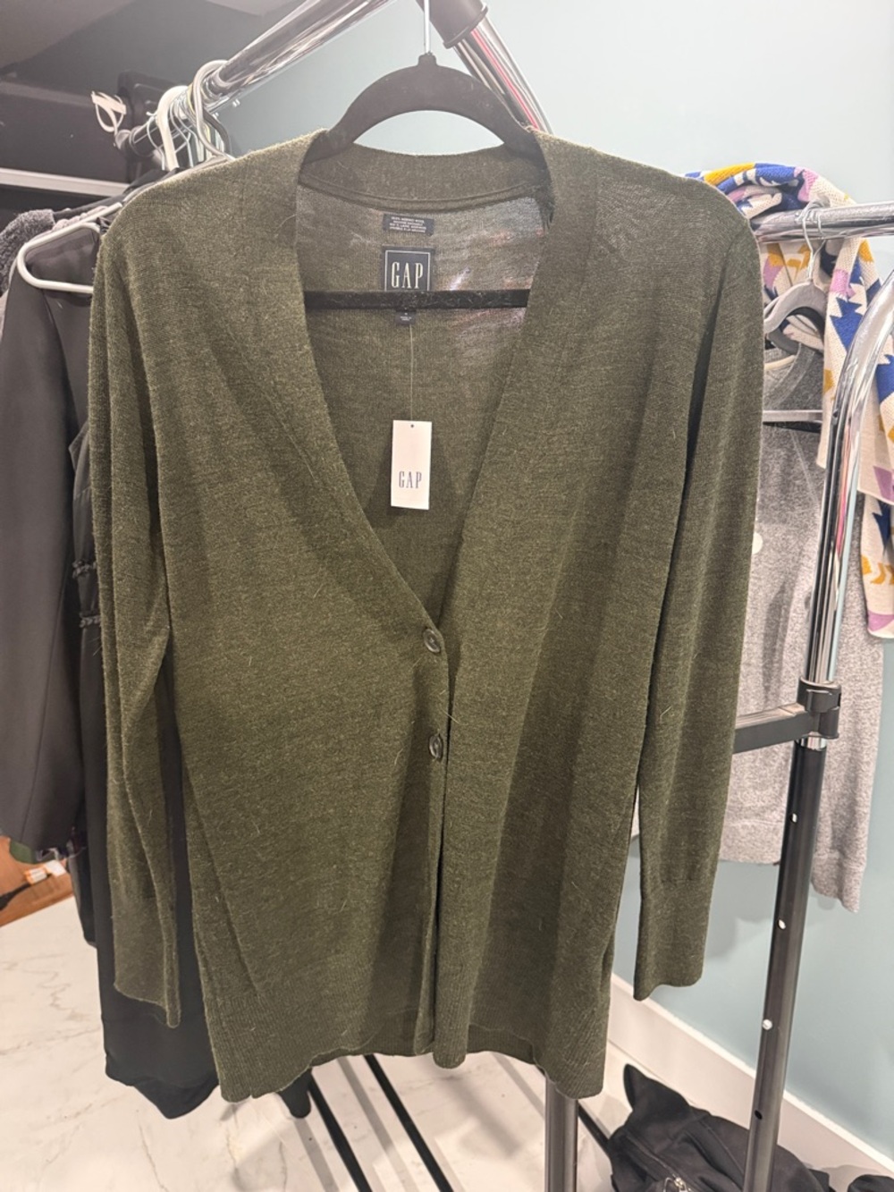 GAP Olive Green V-Neck Button Cardigan
